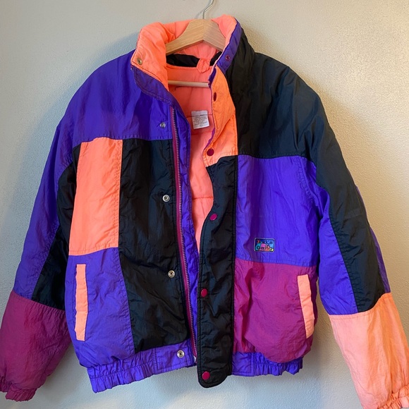 Vintage Izzi’s Gang Colorblock Puffer Jacket Size Large - Picture 3 of 12